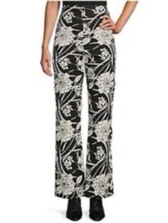 bryn Walker Pants - bryn Walker Black & White Floral Wide-Leg Pants